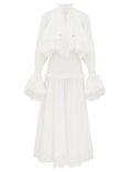 Lace Trim Broderie Midi Dress
