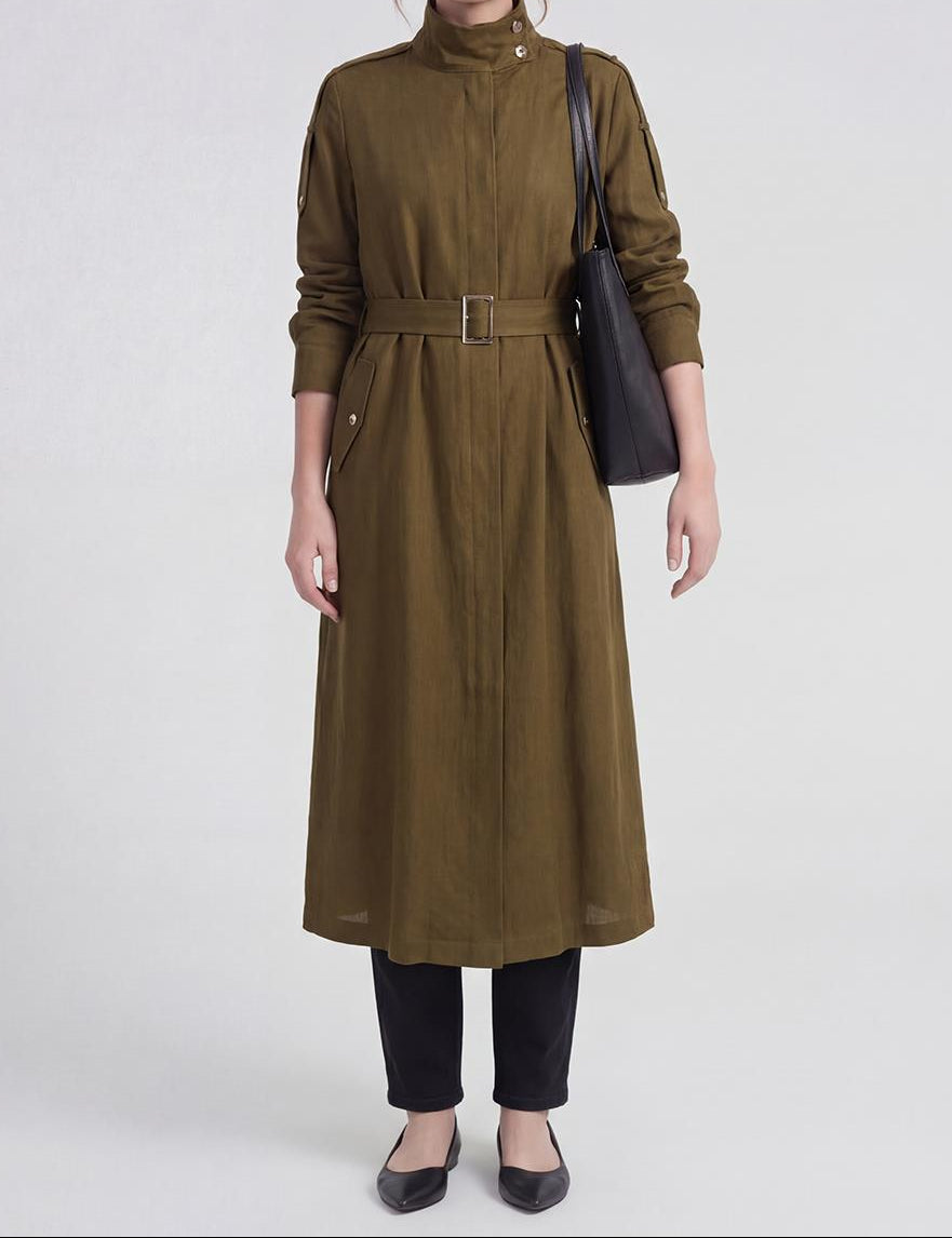 The Khaki Linen Duster Coat