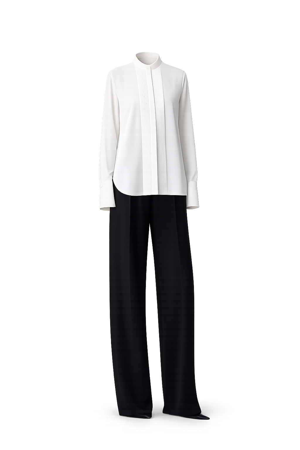 Ivory Pintuck Bib Oversized Shirt
