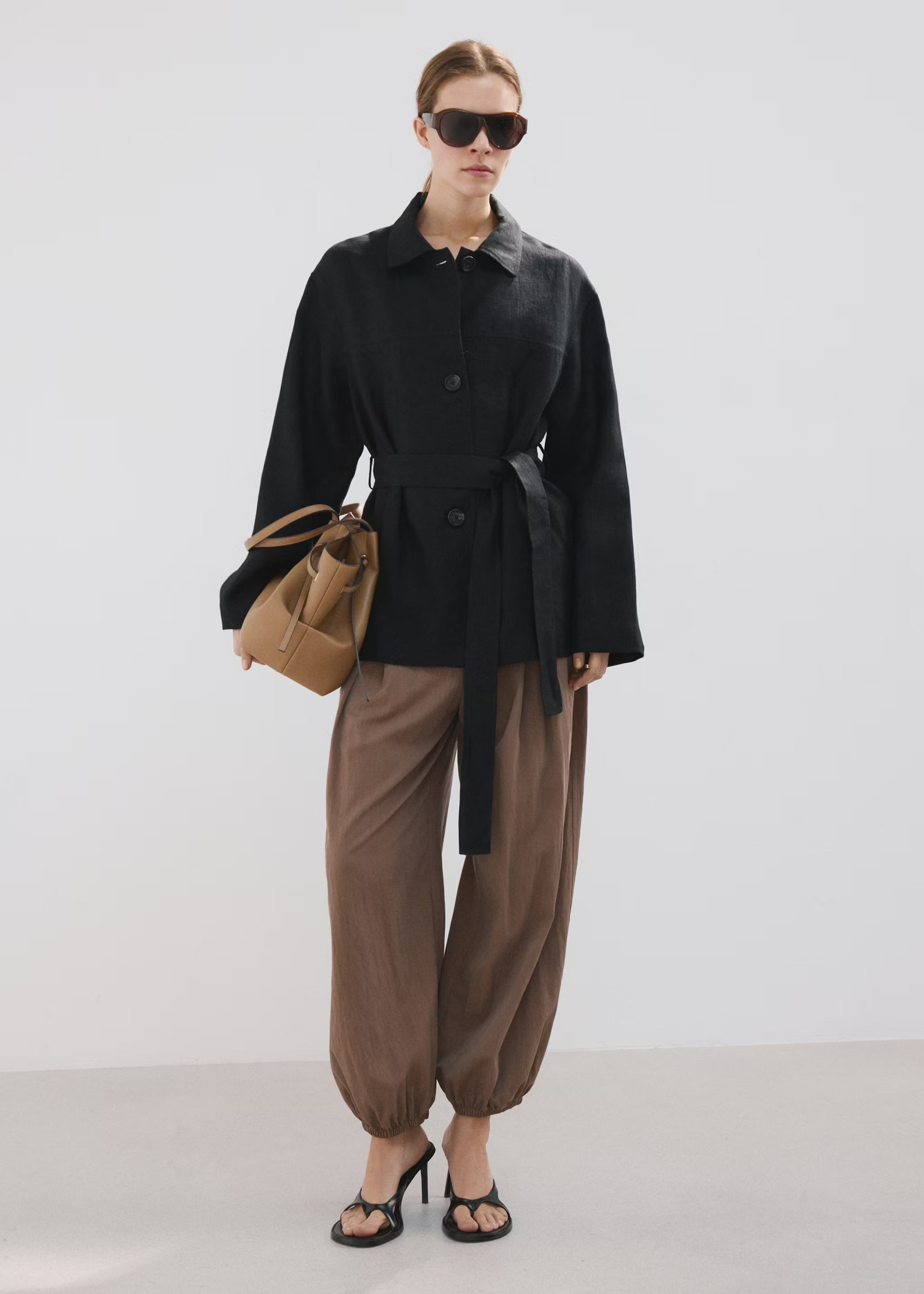 The Noir Belted Linen Jacket