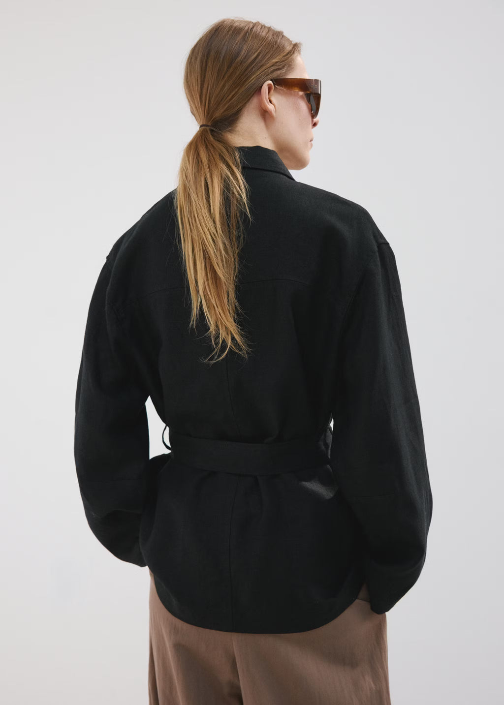 The Noir Belted Linen Jacket