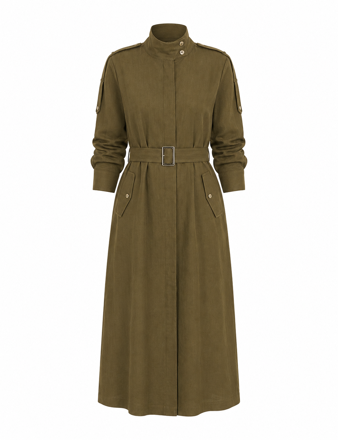 The Khaki Linen Duster Coat