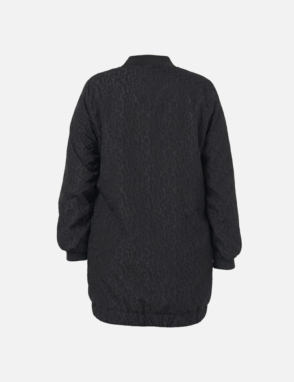 The Noir Leopard Crystal Longline Bomber Jacket