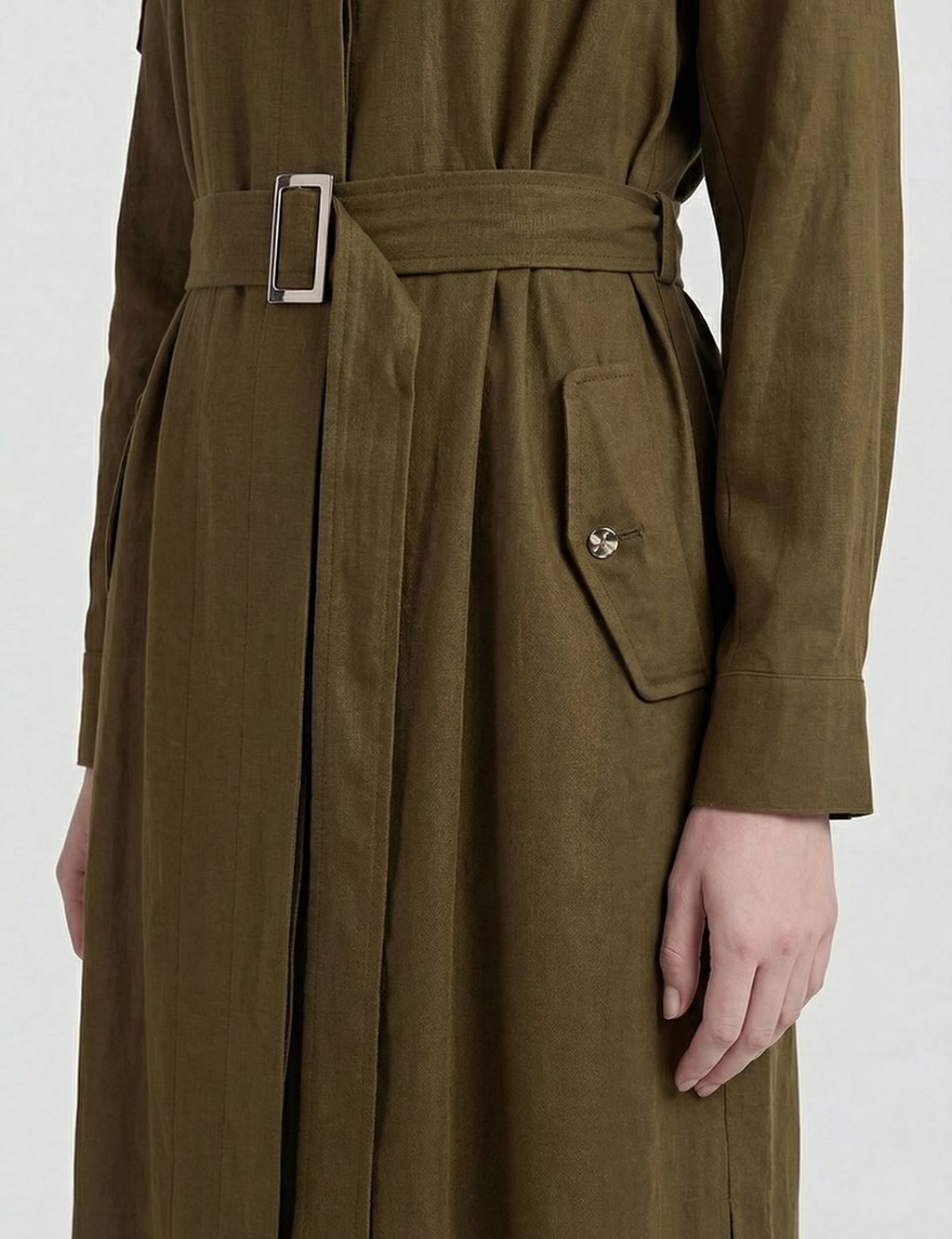 The Khaki Linen Duster Coat