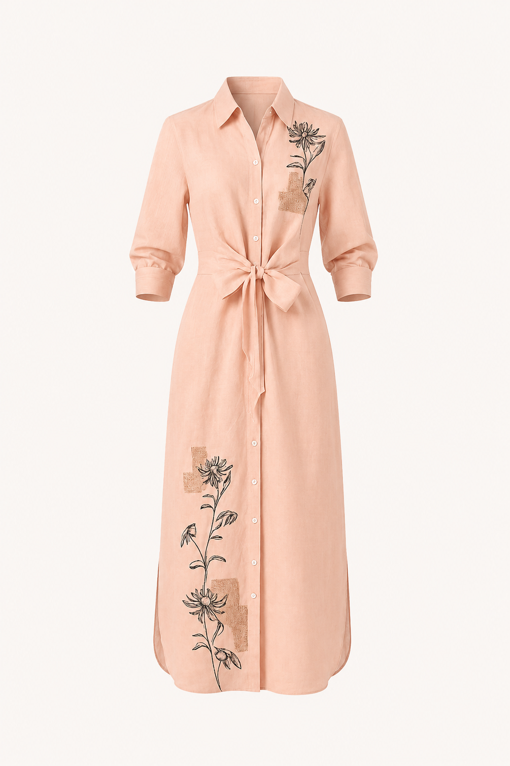Blush Bloom Linen Midi Dress
