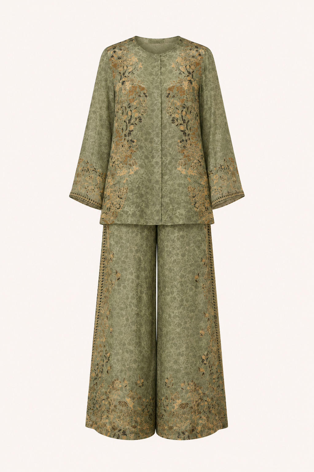 Sage Garden Printed Silk Co-ord Set