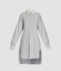 Striped Floral Shirt Dress with Lace Collar & Organza Hem