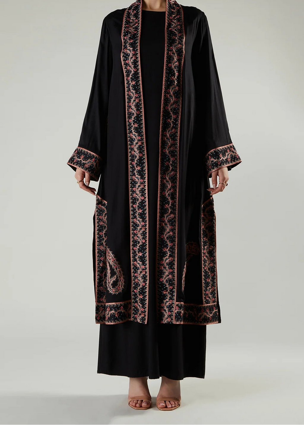 The Roza Embroidered Silk Abaya