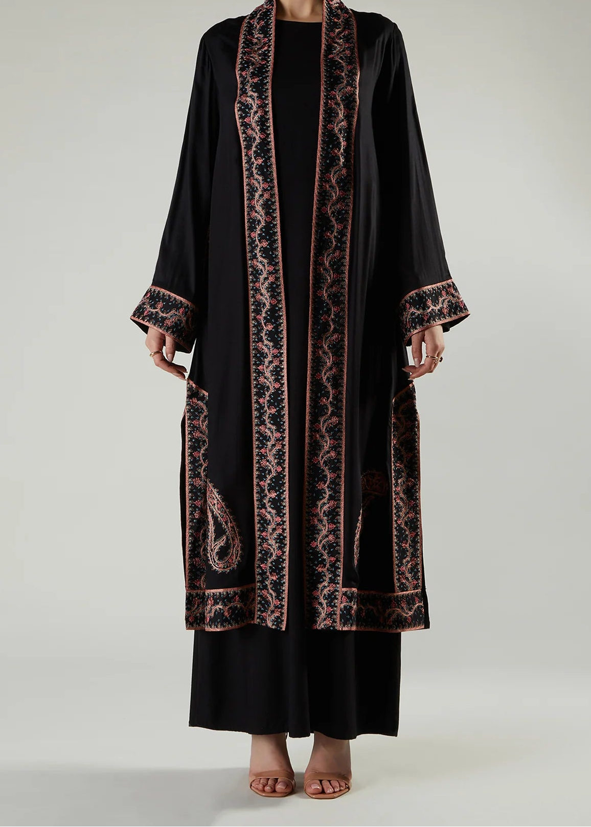 The Roza Embroidered Silk Abaya