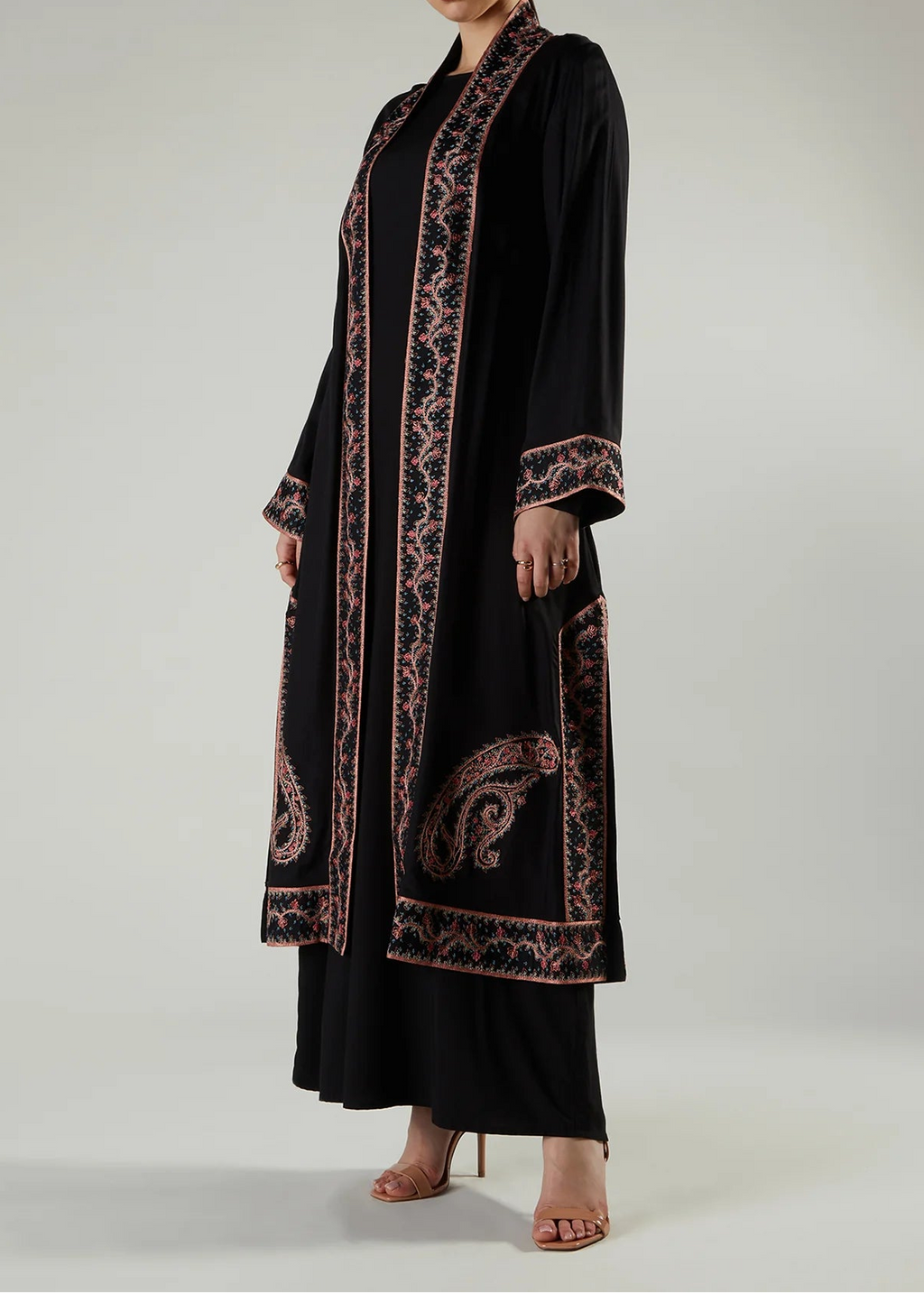 The Roza Embroidered Silk Abaya