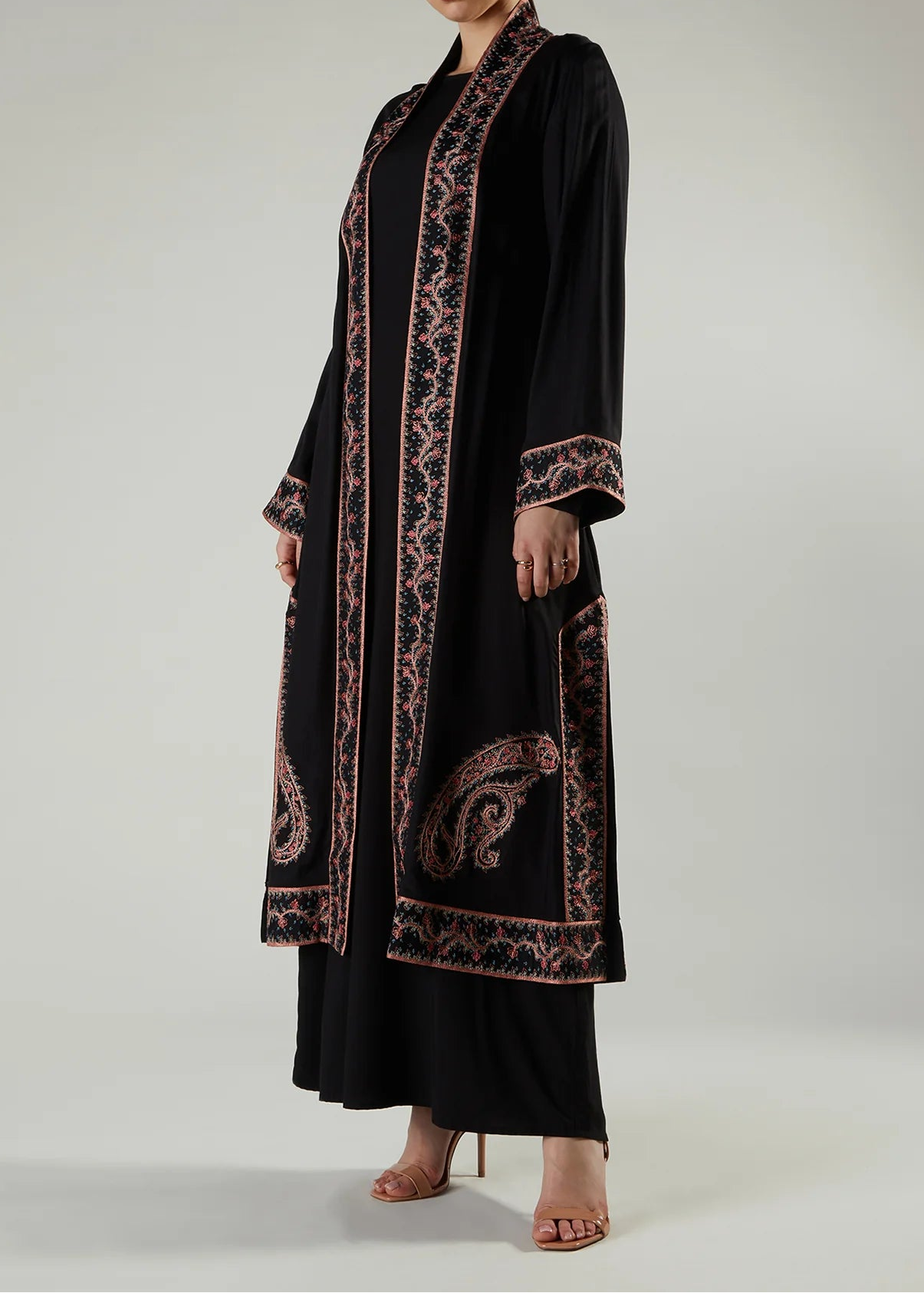 The Roza Embroidered Silk Abaya