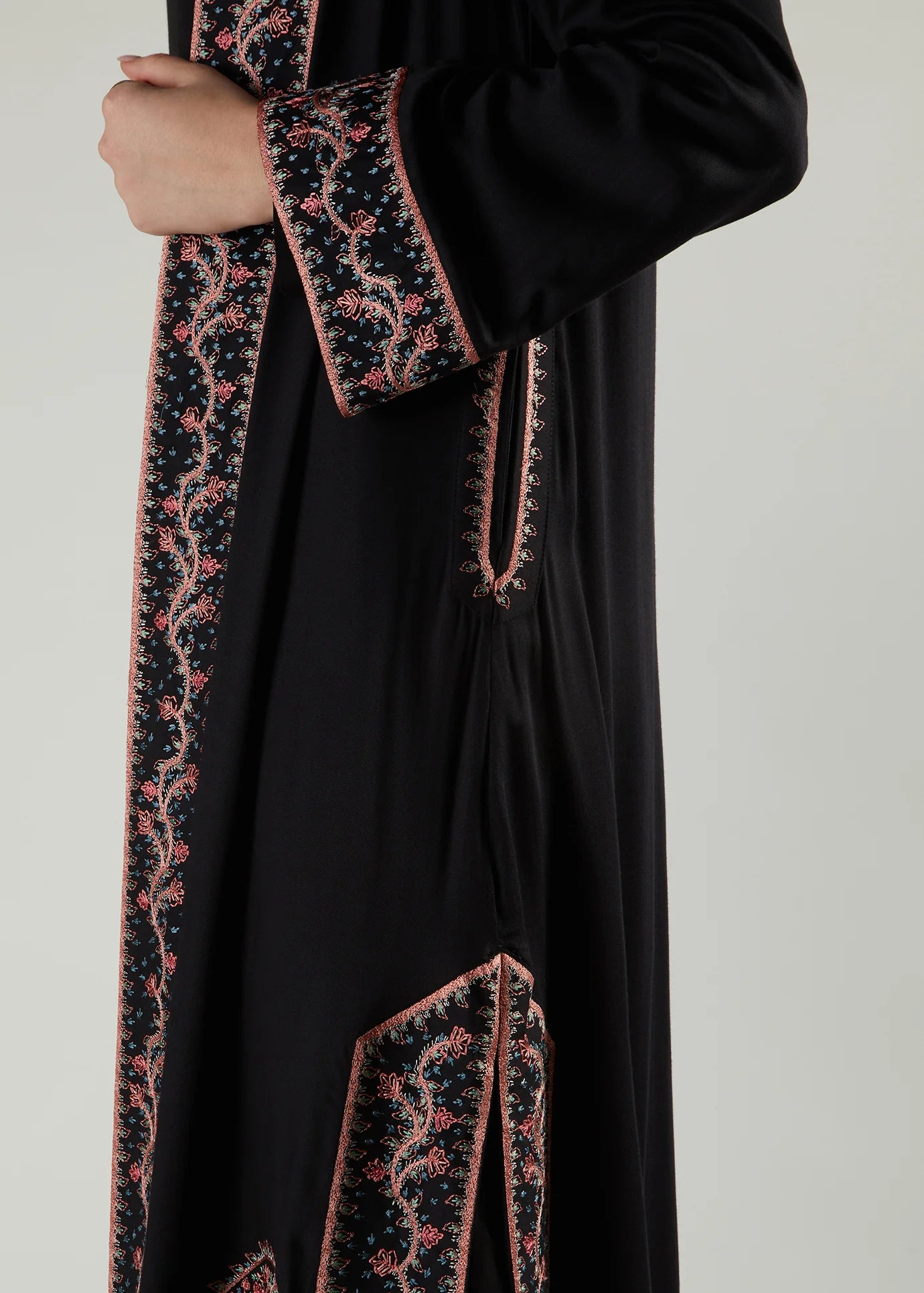 The Roza Embroidered Silk Abaya
