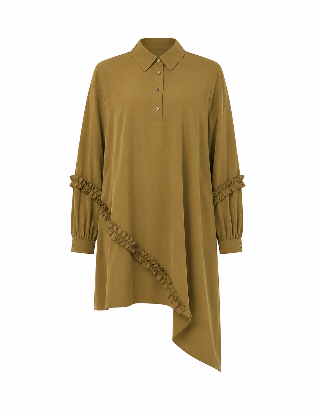 The Fern Ruffle-Trim Asymmetric Tunic