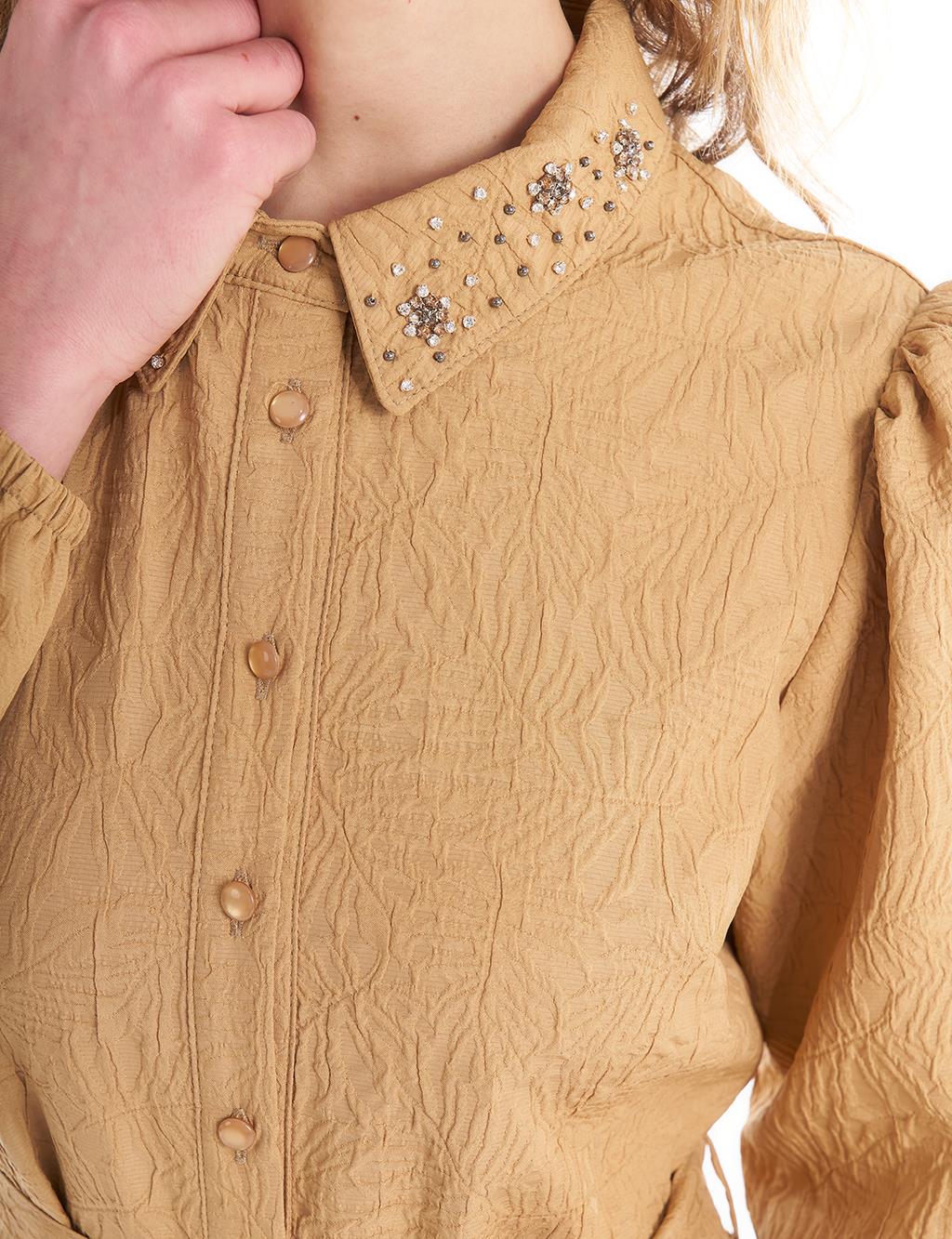 The Amber Jacquard Crystal-Collar Maxi Dress