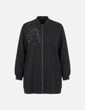 The Noir Leopard Crystal Longline Bomber Jacket