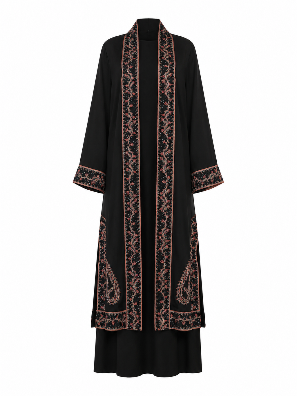 The Roza Embroidered Silk Abaya