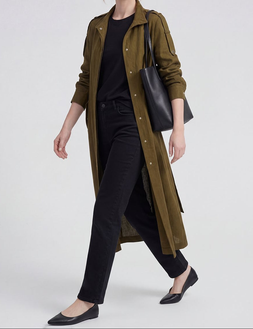 The Khaki Linen Duster Coat