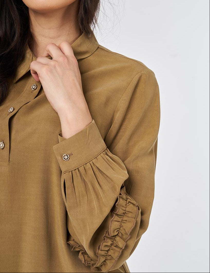 The Fern Ruffle-Trim Asymmetric Tunic