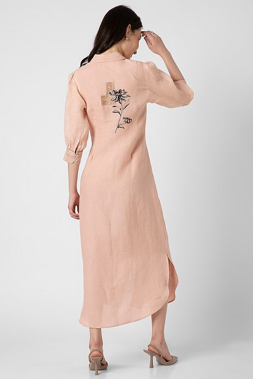 Blush Bloom Linen Midi Dress