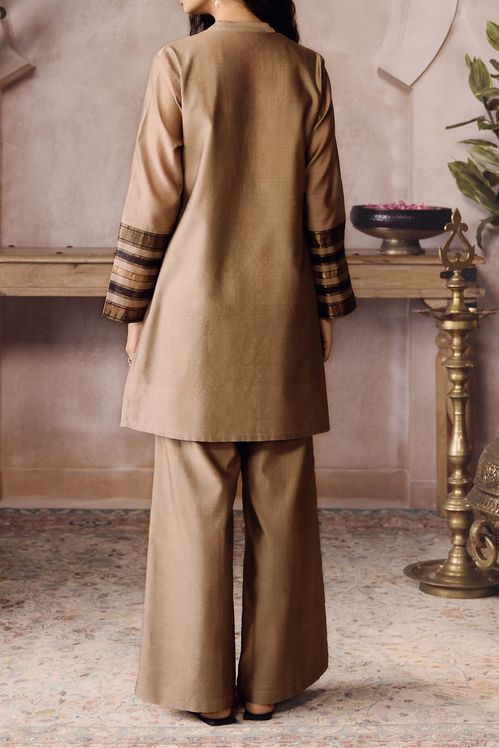 Gold Tissue Kurta & Palazzo Co-ord Set