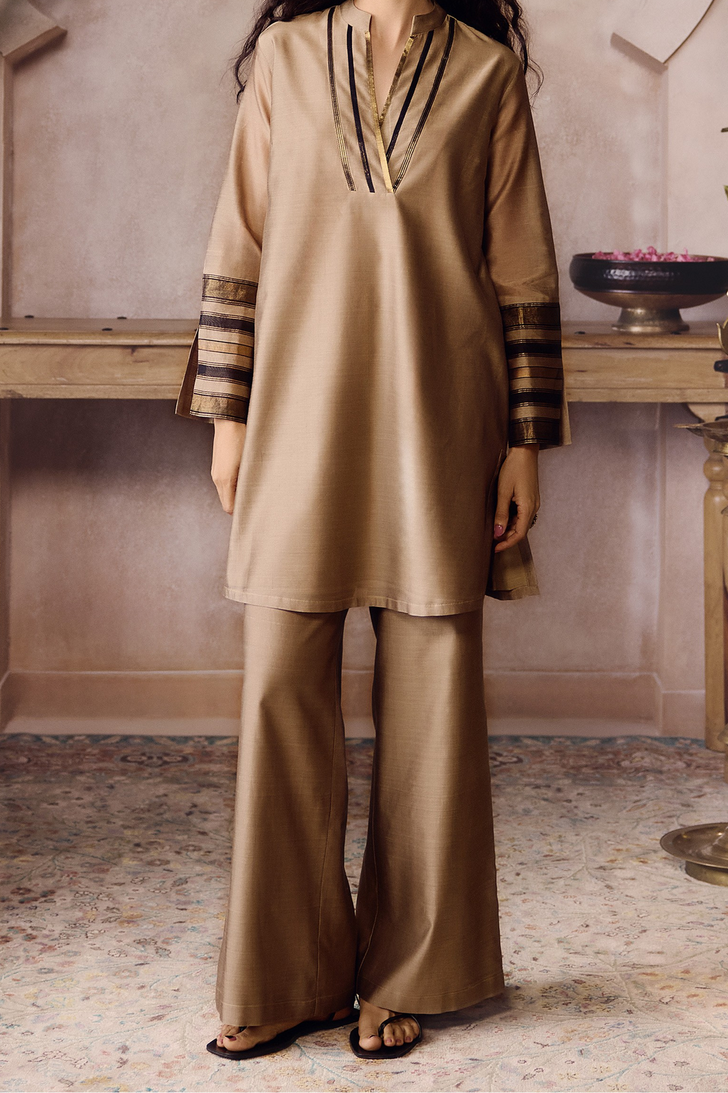 Gold Tissue Kurta & Palazzo Co-ord Set