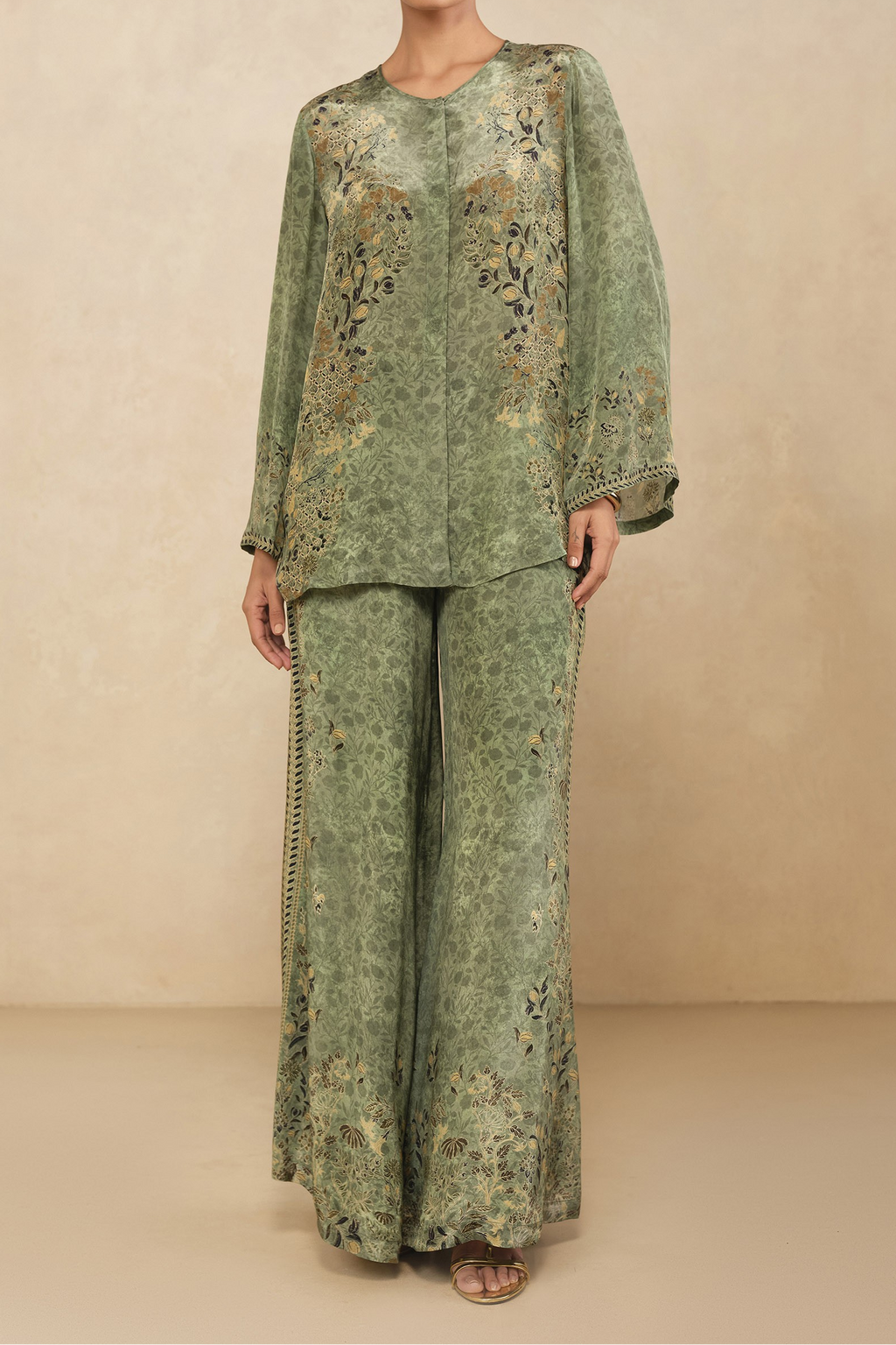 Sage Garden Printed Silk Co-ord Set